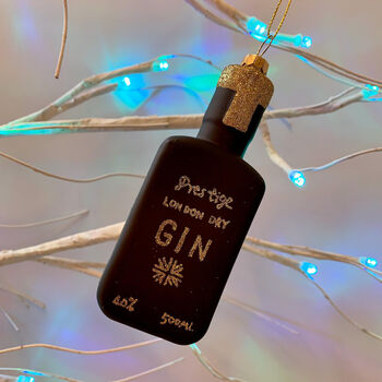 Black And Gold Gin Bottle Xmas Tree Decoration, 3 of 6