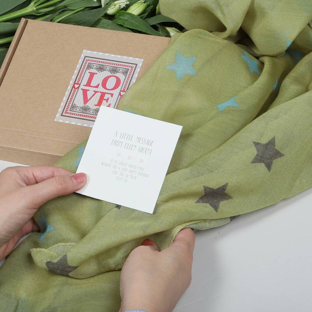 Personalised Gift Box Scarf With Star Design By attic
