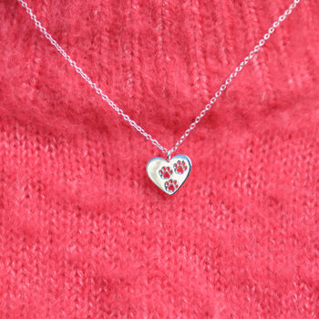 Heart Paw Print Silver Necklace, 2 of 5