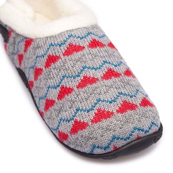 Sadie Grey Knit Red Heart Women's Slippers Indoor/Garden Shoes, 7 of 9