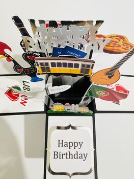 Personalisable Lisbon Portugal Themed 3D Greeting/Gift Card, 6 of 6
