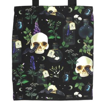 Gothic Skull Print Tote Bag – Spooky Shopper, 3 of 3