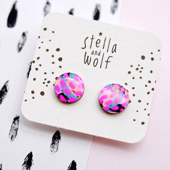 Large Abstract Neon Dash Stud Earrings, 4 of 6