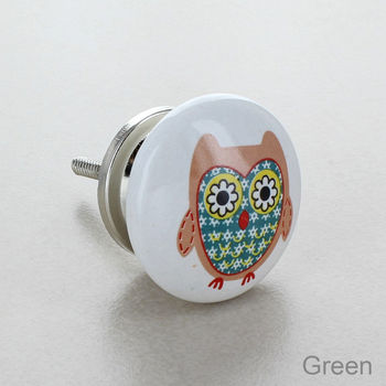 Owls Ceramic Door Knob Cupboard Pull Handle, 5 of 7