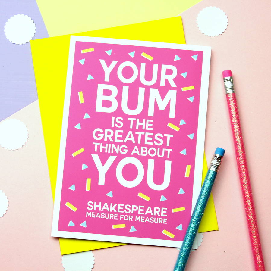 Shakespeare Bum Quote Valentines Card By Fable & Black ...