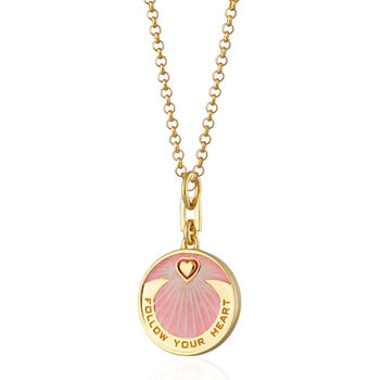 Follow Your Heart Pink Enamel Coin Necklace, 11 of 12