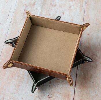Brown Leatherette Valet Storage Tidy Tray, 2 of 4