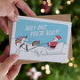 'Unicorn Meets Santa' Funny Christmas Card, thumbnail 1 of 5