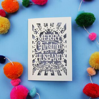 Papercut Husband Christmas Card, 6 of 6
