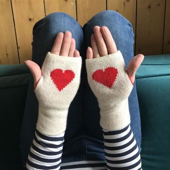 Love Heart Fingerless Mittens, 2 of 5