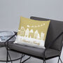 Personalised Gold Village Christmas Cushion, thumbnail 1 of 7