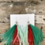 Feather Tassel Earrings Green 'Ospi', thumbnail 3 of 8
