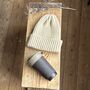 British Wool Rib Beanie Hat + Sock Set Oat, thumbnail 2 of 5