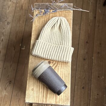 British Wool Rib Beanie Hat + Sock Set Oat, 2 of 5