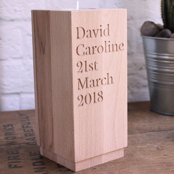 Personalised Anniversary Carved Candle Holder, 2 of 3