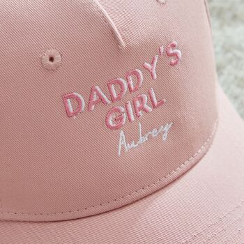 Personalised Girls' Daddy's Girl Cap In Pink, 3 of 4
