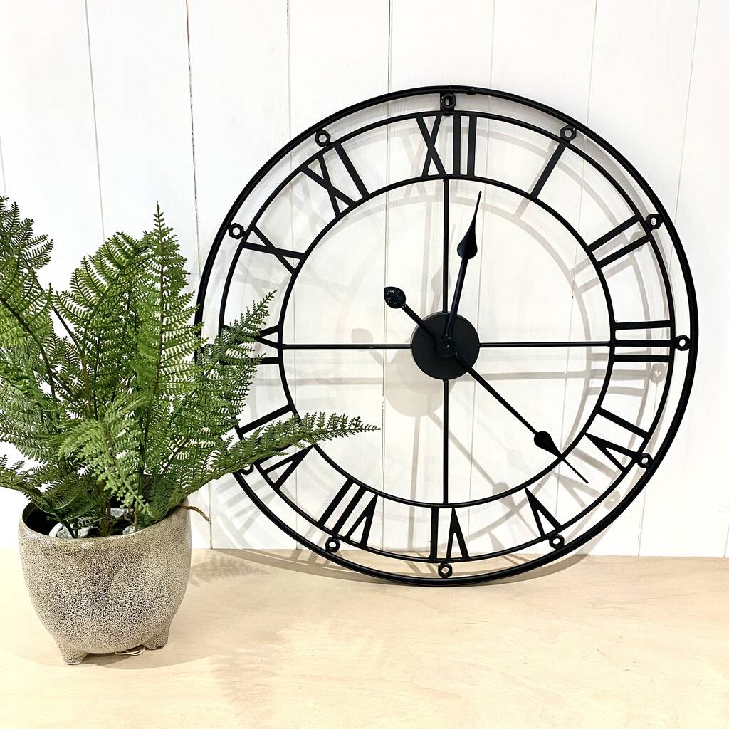 Large Black Roman Numeral Wall Clock By Victoria & Co