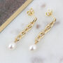 18ct Gold Plated Or Silver Chain And Pearl Earrings, thumbnail 2 of 7
