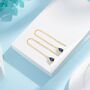 Sapphire Blue Droplet Cz Threader Earrings, thumbnail 7 of 11