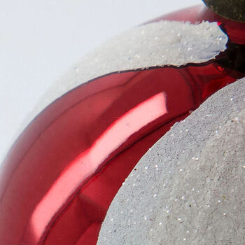 Red And White Glitter Twister Baubles Box Of Four, 3 of 4