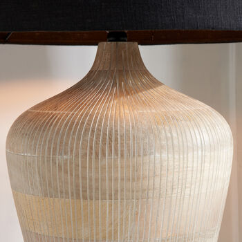 Boho Mango Wood Table Lamp With Black Lampshade, 3 of 11