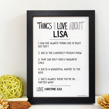 Personalised Things I Love About Brother Print, 3 of 4