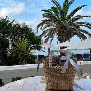 Personalised Straw And Pearl Bag With Bow, 5 of 7