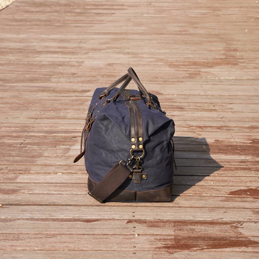 Unisex Waxed Canvas Travel Holdall Bag By EAZO