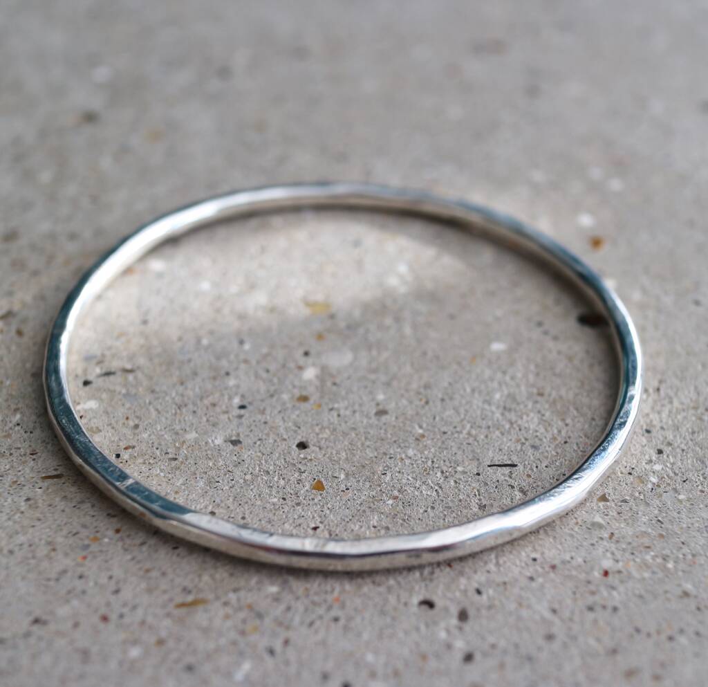 Handmade Sterling Silver Hammered Bangle, 1 of 2