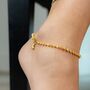 Golden Brass Beaded Foot Payal Anklet, thumbnail 1 of 6