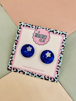 Berry Bright Blueberry Glitter Resin Stud Earrings, 2 of 2