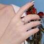 White Opal Cz Halo Oval Ring In Sterling Silver, thumbnail 7 of 12