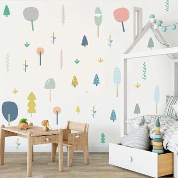 Pastel Colours Woodland Trees Wall Vinyl Stickers, 2 of 9