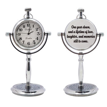 Personalised 1st Anniversary Silver Colour Desk Clock, 3 of 12