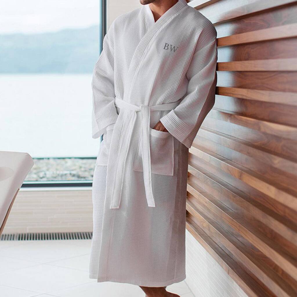 Personalised Unisex Waffle Bath Robe Dressing Gown By Mimi & Thomas