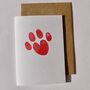 Dog Paw Love Heart Handprinted Greeting Card, thumbnail 1 of 4