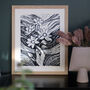 Hand Holding Flowers Lino Print Original Wall Art, thumbnail 1 of 3