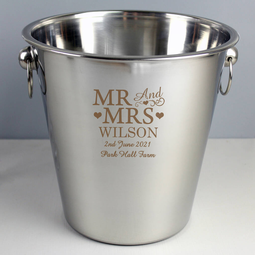 Personalised Mr And Mrs Stainless Steel Ice Bucket By Blackdown