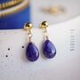 Lapis Lazuli Teardrop Stud Earrings, thumbnail 1 of 11