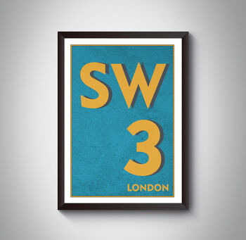Sw3 Chelsea, Kensington, London Postcode Print, 8 of 8
