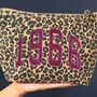 Personalised Varsity Year Leopard Print Makeup Bag, thumbnail 2 of 3