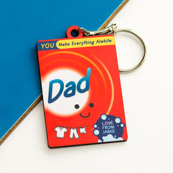 Personalised Laundry Themed Keyring For Dad, 4 of 4