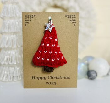 Personalised Knitted Tree Christmas Card Decoration, 3 of 3