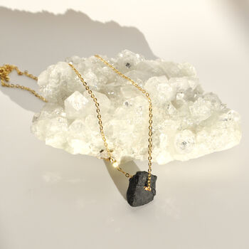 Black Tourmaline Raw Crystal Chunk Necklace, 3 of 5