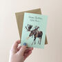 Birthday Moose Hand Painted Card, thumbnail 2 of 2