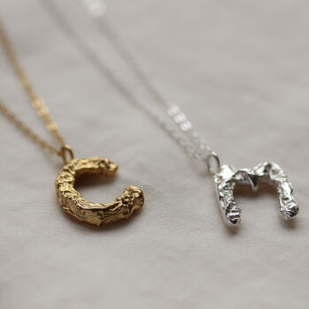 Sterling Silver Or 9ct Gold Vermeil Molten Initial, 4 of 6