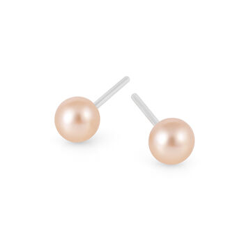 Sterling Silver Pink Freshwater Pearl Stud Earrings – 5mm, 3 of 8