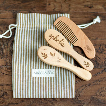 Personalised Wooden Brush Set 3 Pcs Botanical, 8 of 12