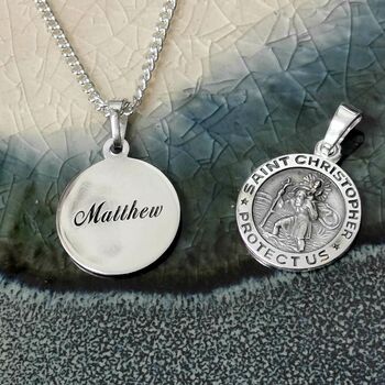 Personalised St Christopher Small Silver Necklace, 7 of 12
