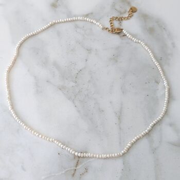Pearl Skinny Gemstone Beaded Necklace, 3 of 8